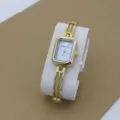 Gold rectangular quartz watch for women stylish bracelet watch elegant accessory - Sky Blue