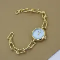 Fashion gold chain women watch elegant blue dial quartz wristwatches casual daily accessory style - Lake Blue