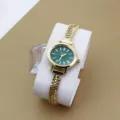 Damen Quarzuhr gruenes Zifferblatt goldenes mehrstrangiges Armband modische Uhr chic - Gold Grün