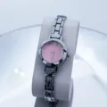 Orologio da polso al quarzo da donna argento con quadrante rotondo rosa e cinturino a catena elegante - Argento Rosa