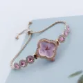 Orologio donna quarzo quadrifoglio, quadrante rosa strass, bracciale elegante stile. - Oro Rosa Rosa