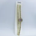 Dames quartz horloge en armband set met bloemvormige strass mode detail weergave - Paars