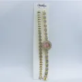 Elegante gouden dames quartz horloge en strass armband sieraden set voor stijlvolle look. - Roze