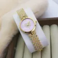 Elegante Strass Damen Armbanduhr Quarz gold Armband Uhr für Frauen Mode Schmuck Geschenk - Goldviolett