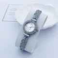 Damen Quarz Uhr elegante Strass Armbanduhr silber metallisch Modischer Zeitmesser - Silber