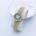 Luxus Strass Damen-Uhr mit Herz-Zifferblatt und glitzerndem Kristall-Armband für Damen. - Goldschwarz