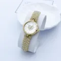 Luxus Gold Strass Damen Quarz Uhr Elegante Herz Zifferblatt Mode Armband Armbanduhr - Gold Weiß