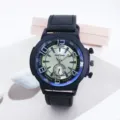 Montre quartz homme grand cadran avec boitier noir et bracelet, montre sport decontractee. - Bracelet Noir Cadran Blanc