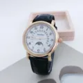 Orologio al quarzo da uomo classico con cinturino in pelle nera e quadrante. - Rosa Bianco Cinturino Nero