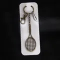 Vintage Bronze Tennis-Schläger Schlüsselanhänger Sport Auto Tasche Metall Anhänger Geschenk - Schläger Stil / Kartenverpackung / Antike Bronze