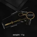 Bronze metal keychain tactical dagger pendant with alloy material and dimension details - Sword No. 8 (Bagged) / Antique Bronze