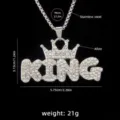 Κολιέ με κρεμαστό κορώνα KING με στραζ χιπ-χοπ και αλυσίδα από ανοξείδωτο ατσάλι, 70cm. - Μενταγιόν KING Κορώνα με Στρας / Αλυσίδα από Χάλυβα 70cm / Ασημί