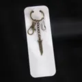 Antique bronze tone rune dagger keychain metal pendant bag accessory game peripheral - Sword No. 7 (Carded) / Antique Bronze