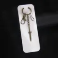 Antique bronze dagger sword keychain, vintage metal weapon keyring pendant for bag. - Sword No. 8 (Carded) / Antique Bronze