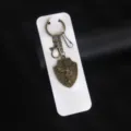 Vintage bronze cross shield keychain with angel warrior pendant, antique metal key ring. - Shield 1 (X1768) / Card Packaging