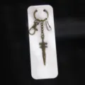 Bronze Metal Game Sword Keychain Vintage Rune Dagger Pendant Bag Accessory Key Ring - Sword No. 9 (Carded) / Antique Bronze