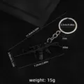 Mini metal assault rifle keychain black alloy weapon model backpack pendant with size specs - Black Style (Gun No. 28)