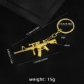 Gold metal assault rifle keychain miniature tactical gun model key ring pendant accessory - Gold Style (Gold Clip) (Gun No. 29)