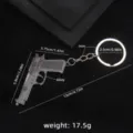 Metal gun keychain with alloy pistol pendant and iron ring, detailed size specs, 12cm. - Gun No. 38 Keychain