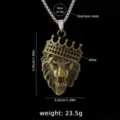 Retro stainless steel lion king crown pendant necklace for men hip hop statement jewelry - Lion Style 4 + 70cm Steel Chain