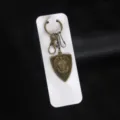 Vintage bronze Saint Michael archangel shield keychain metal bag charm antique style accessory - Shield 3 (X1770) / Card Packaging