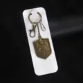 Vintage Bronze Shield Keychain Medieval Knight Weapon Bag Pendant Retro Metal Key Ring - Shield 4 (X1771) / Card Packaging