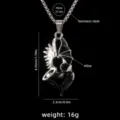 Collier coeur huile noir gothique en acier inoxydable pendentif aile ange diable - Style de Cœur 27 (A1765) / 1 Pièce/Paquet / Argent + Noir