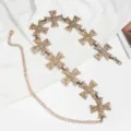 Vintage gothische kruis metaal taille ketting lichaamsjuweel mode accessoire dames mooi - Goud