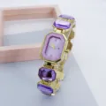 Luxus lila Edelstein Quarz Damenuhr, elegante Mode quadratisches Zifferblatt Armbanduhr. - Lila