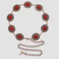 Cadena de cintura vintage bohemia de piedra roja metal vestido cinturón accesorios - Estilo Colgante Gema Roja Vintage (2)