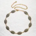 Chaine de taille metalique boheme vintage, ceinture a maillons ovales pour accessoire de mode - Style Or Antique Turquoise Bleue (5)