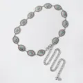 Chaîne de taille en métal argenté bohème avec médaillons ovales turquoise pour femmes - Style Disque Turquoise Vintage (7)