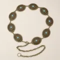 Chaine de taille en metal style boho vintage avec pierres turquoise, pour femmes. - Style Ajouré Gravé Turquoise Bronze Antique (15)