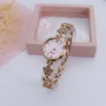 Rose gold women watch clover crystal bracelet quartz watch elegant ladies fashion wrist watch - Rose Gold Pink