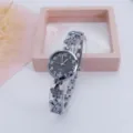 Chic clover women quartz watch with digital dial, elegant bracelet design for daily wear and fashion. - Silver Black