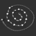 Chaine de taille en métal argenté avec perles en cœur et strass ceinture Y2K femme - Style Coeur Fausse Perle Argent (16)