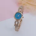 Prachtige dames quartz horloge met fonkelende blauwe wijzerplaat en elegante stijlvolle band. - Roségoud Blauw