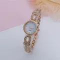 Vrouwen strass kwarts armband horloge mode elegante luxe polshorloge voor dames - Roségoud Wit
