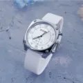 Fashion square quartz watch with comfortable white silicone strap and large analog dial for daily. - White