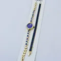Dames quartz horloge armband set goudkleurig blauw strass fashion elegante sieraden cadeau - Blauw