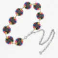 Cinturón de cadena metálica con margaritas coloridas estilo bohemio para mujer, joyería de cintura. - Estilo Margarita Colorida / Marfil
