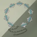 Vintage cadena de cintura metal turquesa mujer joyería de cuerpo estilo boho chic - Plateado