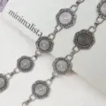 Cadena de cintura de metal plateado vintage para mujer, cinturón floral retro. - Patrón de Flores Multi-Anillos (A)