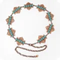 Chaine de taille turquoise vintage pour femme, ceinture metallique boheme avec fleurs. - Style Fleurs Gravées Turquoise Or Rose (18)