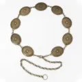 Ceinture chaîne de taille en métal bronze vintage avec maillons ovales gravés accessoires mode - Style Ovale Gravé Bronze (19)