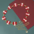 Cadena de cintura de metal caja de regalo de navidad, joyeria de moda roja y blanca versatil. - Estilo Caja de Regalo 3D