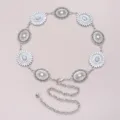 Chaîne de taille en métal argenté pour femme, ceinture style bohème vintage avec fleurs. - Style Pierre Blanche Bohème Argent (21)