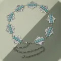 Chaîne de taille en métal turquoise rétro avec design floral sculpté, bijoux de corps chic. - Style Turquoise Bleue Gravée Bohème (31) / 110cm