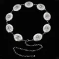 Chaine de taille en metal argente vintage boho medailles ovales sculptees ceinture reglable - Style Vintage Ovale Gravé Tout Métal (32) / 110cm