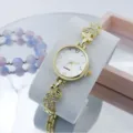 Gouden quartz horloge met strass vlinder armband, elegante dameshorloge details - Goud Wit
